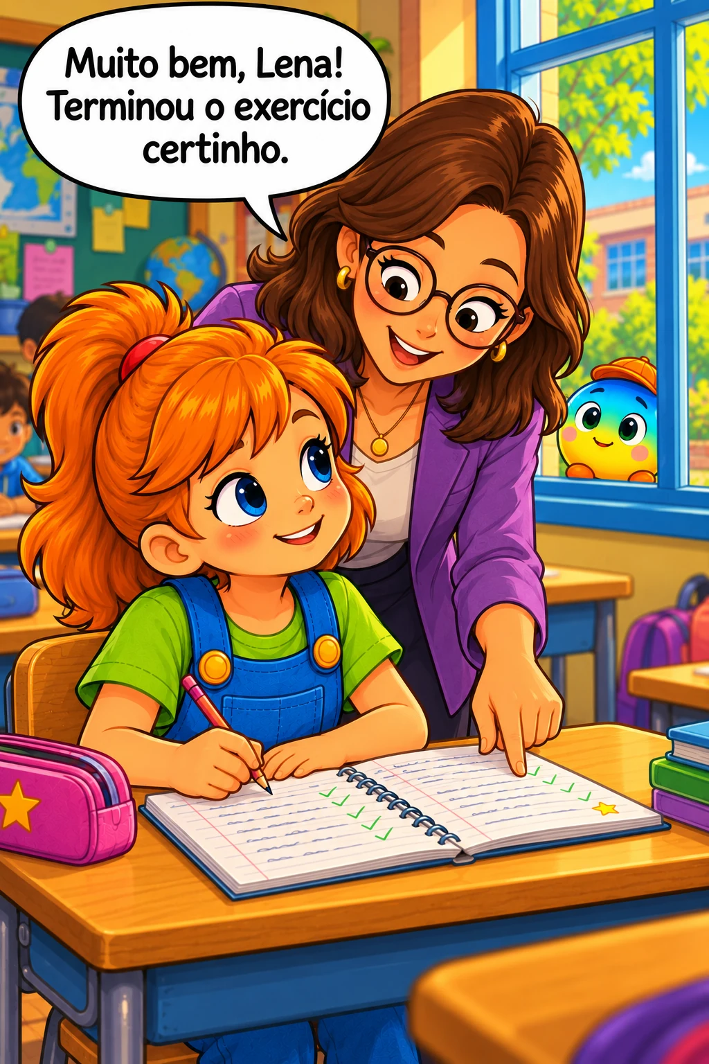 A professora elogia o esforço de Lena