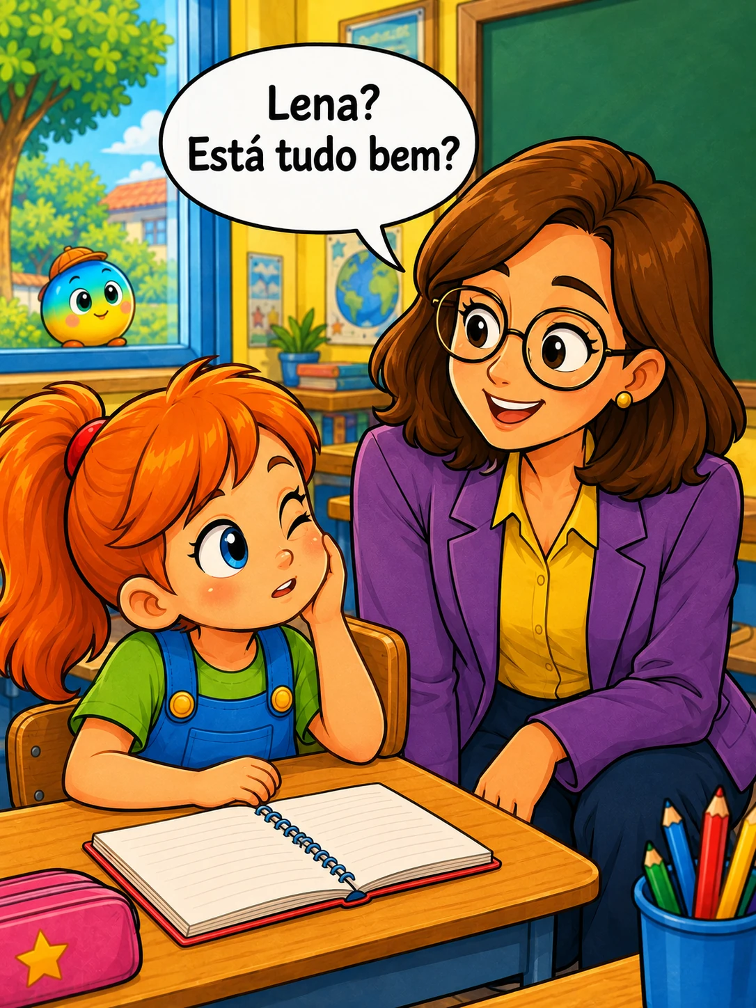 A professora pergunta se está tudo bem