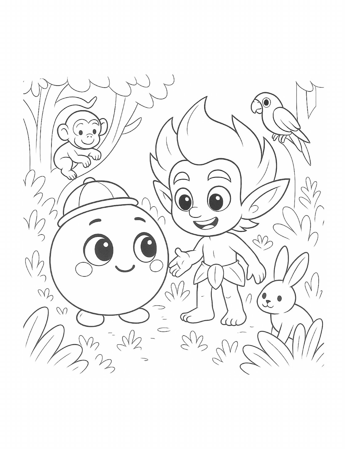 Desenho para colorir: Amigos da mata