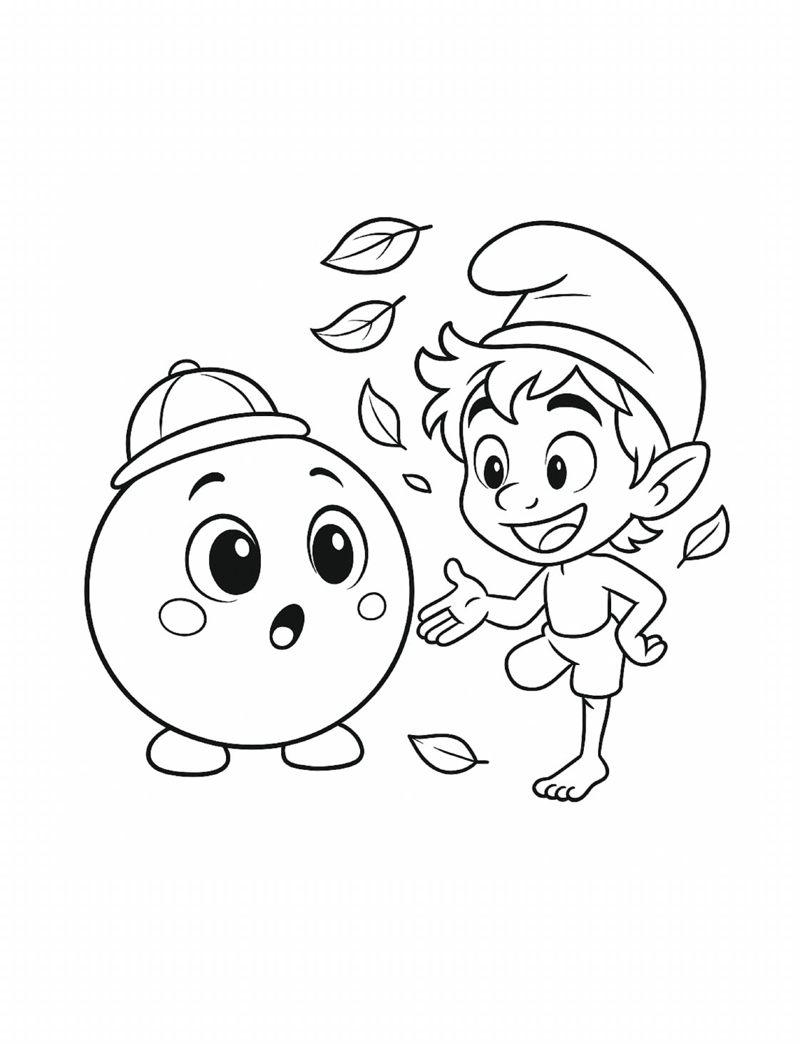 Desenho para colorir: Folhas ao vento