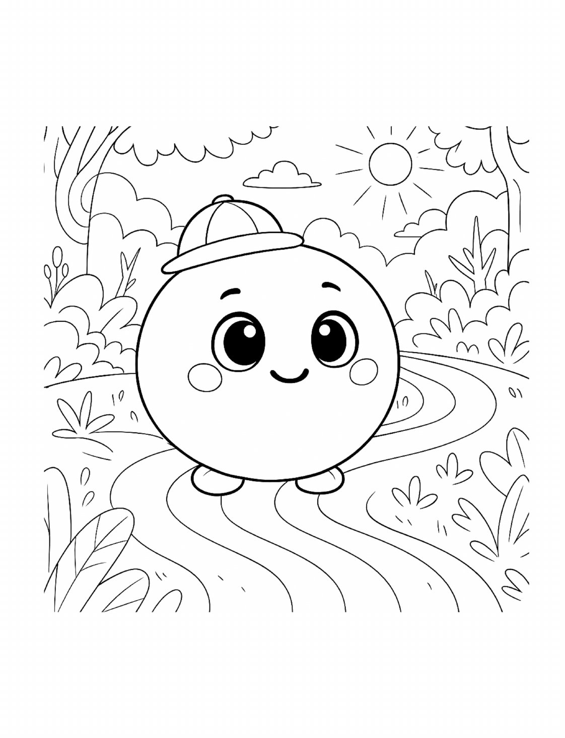 Desenho para colorir: Bolix explora a floresta