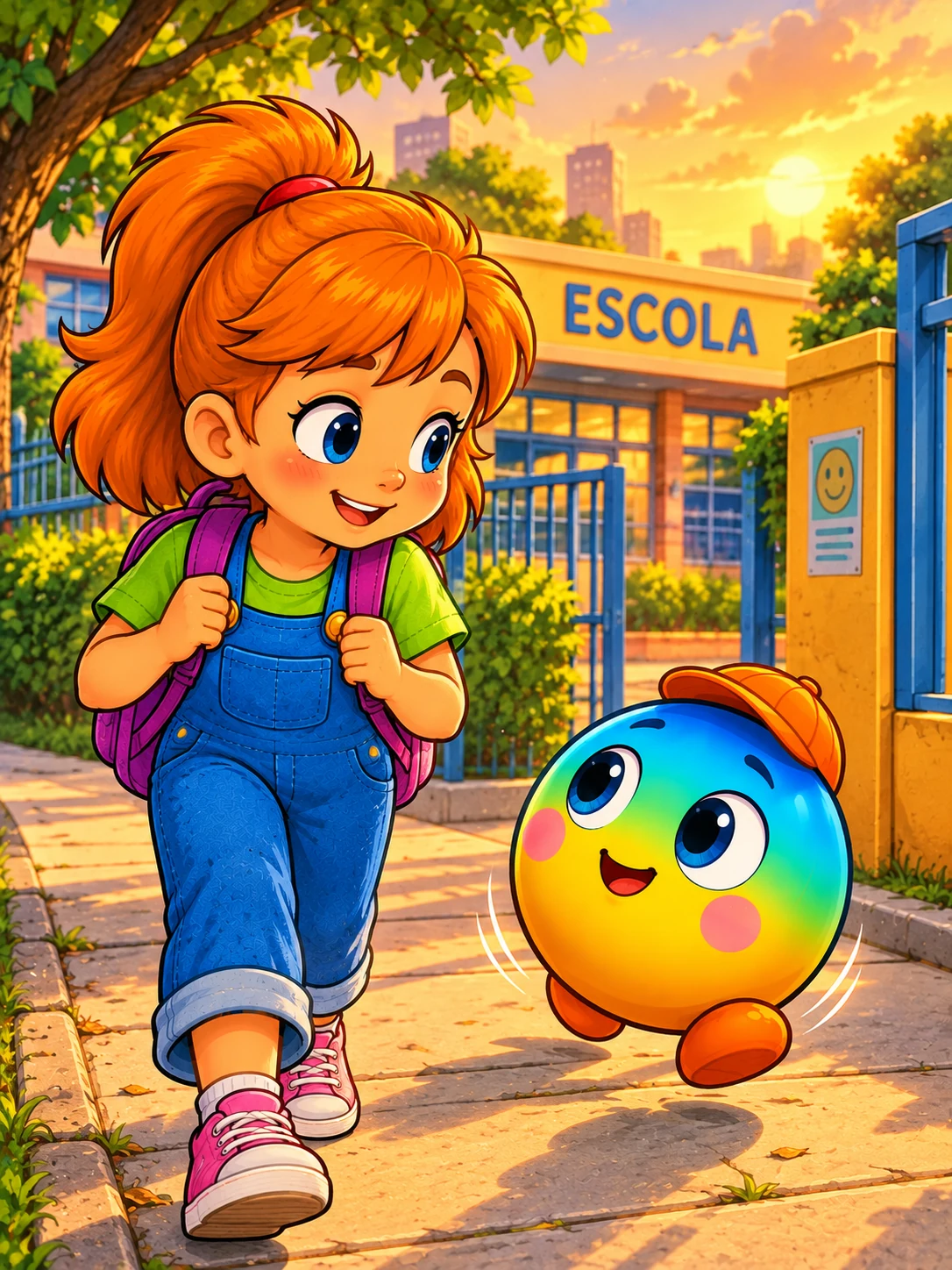 Lena sai da escola com Bolix